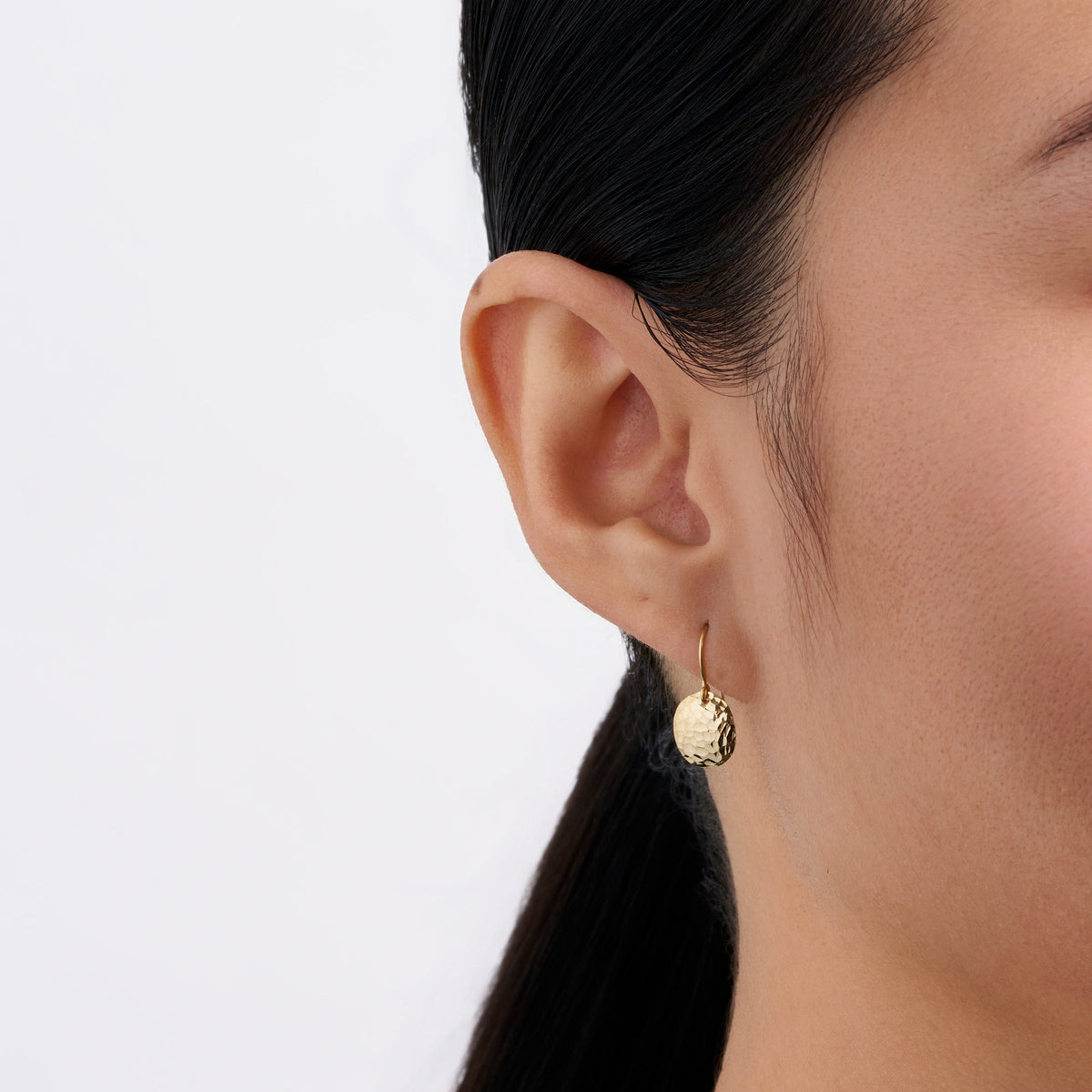 Oval Hammered Earrings in 9ct Yellow Gold