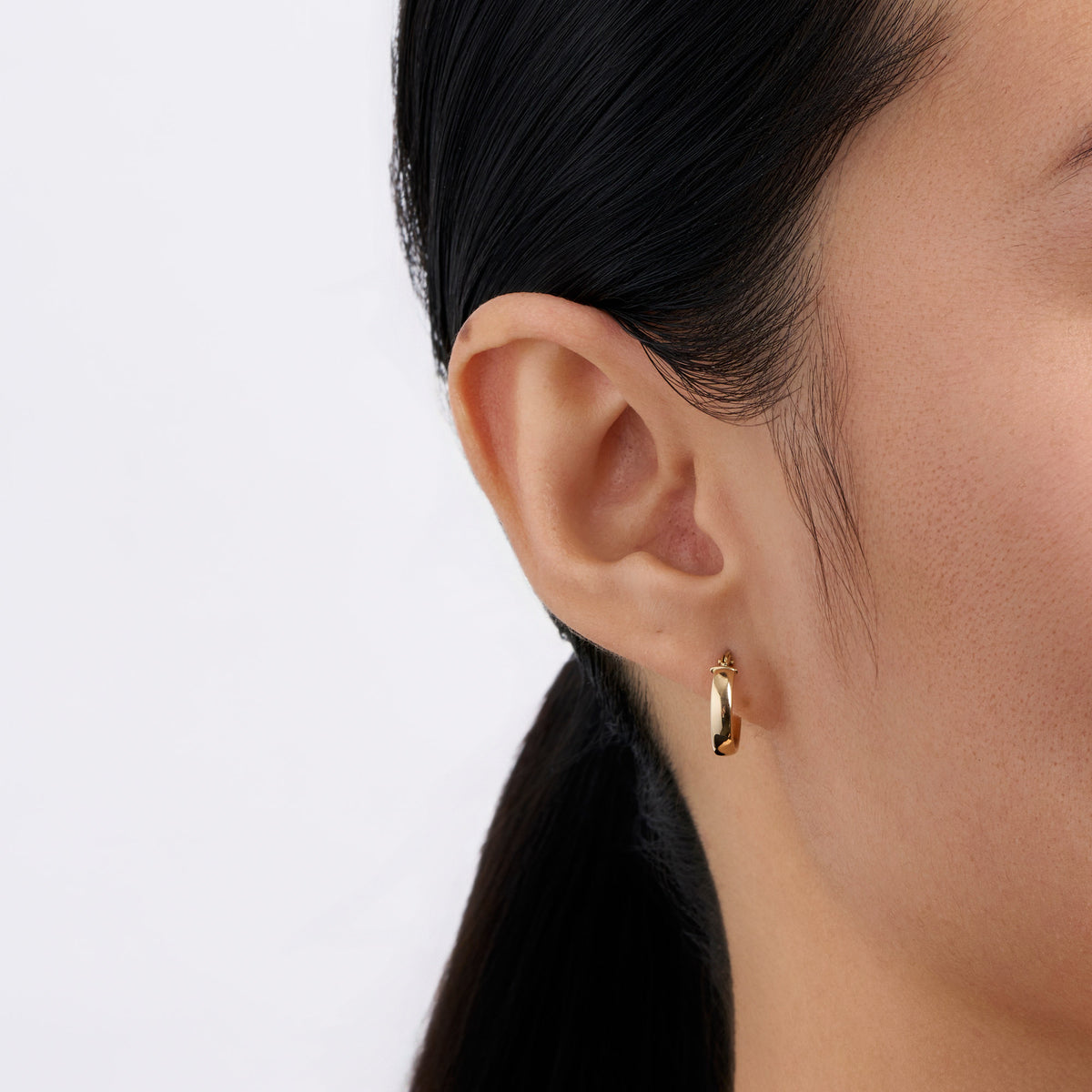 Flat Round Hoop Earrings in 9ct Yellow Gold