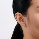 0.06TDW Round Diamond Butterfly Stud Earrings in 9ct White Gold