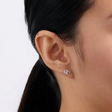 0.09TDW Round Diamond Evil Eye Stud Earrings in 9ct Yellow Gold