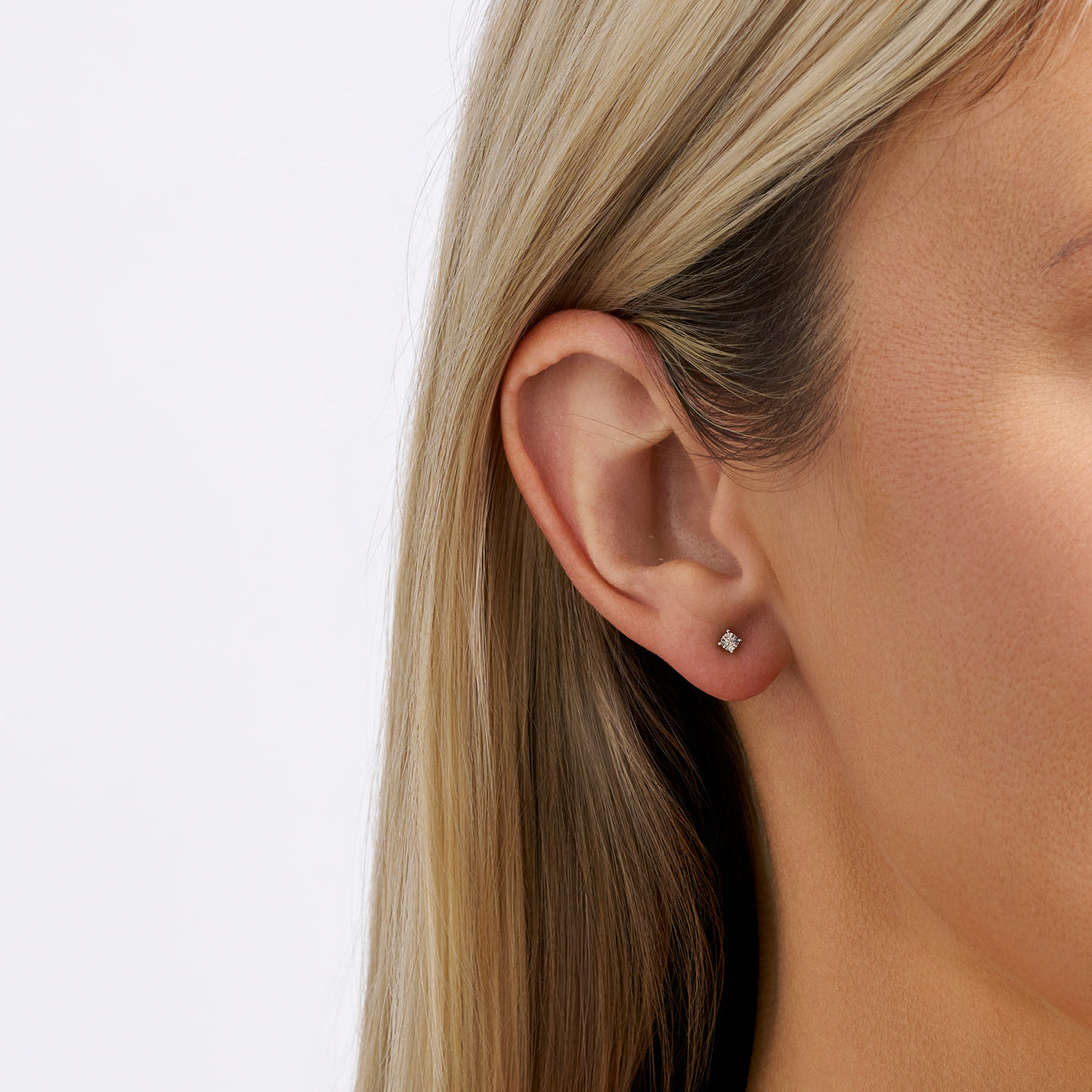 Small Illusion Set Diamond Stud Earrings in 9ct Yellow Gold