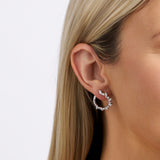 Cubic Zirconia Circle Earrings in Sterling Silver Rhodium Plate