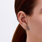 Circle Cubic Zirconia Stud Earrings in Sterling Silver