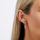 Cubic Zirconia Drop Huggies in Sterling Silver