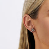 Cubic Zirconia Snowflake Stud Earrings in Sterling Silver