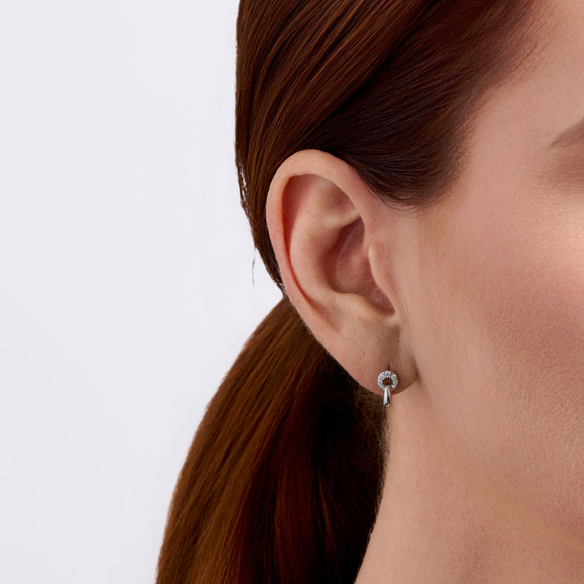 Cubic Zirconia Interlocking Circle Drop Earrings in Sterling Silver