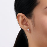 Heart Cubic Zirconia Stud Earrings in Sterling Silver