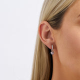 Pink Cubic Zirconia Heart Drop Earrings in Sterling Silver