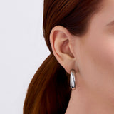 Large Round Hoop Earrings in Sterling Silver