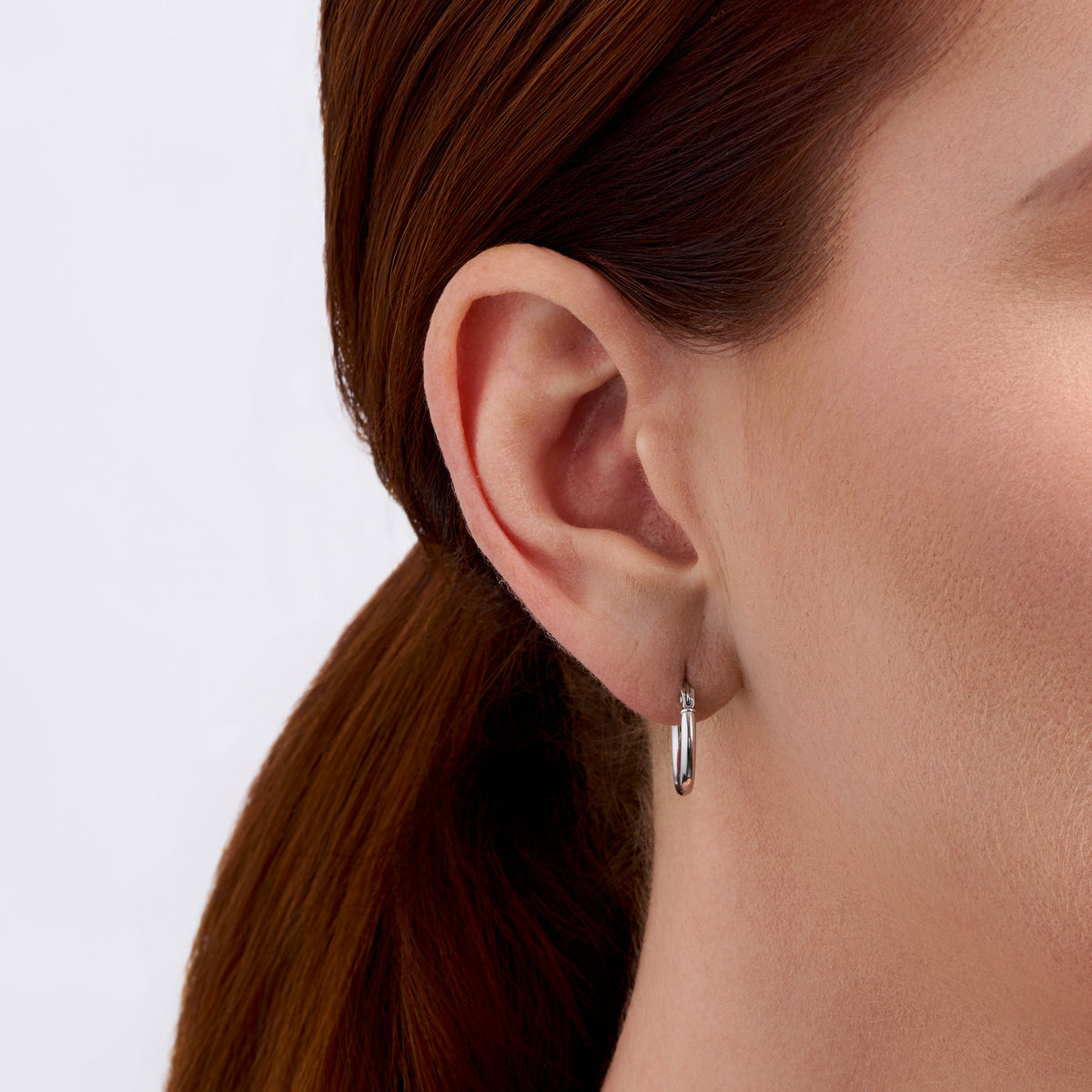 Plain 15mm Hoop Earrings in Sterling Silver