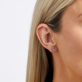 Emerald Cut Aquamarine Stud Earrings