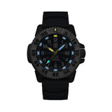 Luminox MIL-SPEC Inspired Men’s 46mm Quartz Watch XL.3355.2 glowing in the dark with Luminox Light Technology. The self-powered tritium tubes on this MIL-SPEC 3350 Series military watch glow constantly for up to 25 years.