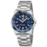 A Luminox Pacific Diver Ripple watch with a stainless steel band and case, featuring a Dark Blue Dial
