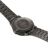 Back view of the Luminox Navy SEAL Foundation Men’s 43mm Quartz Watch XS.3228.NSF showing the screw-down gunmetal IP stainless steel case back. This Navy SEAL Foundation 3220 Series watch is water resistant to 200m.