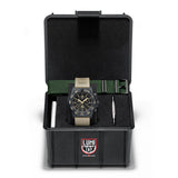 Lume: Luminox Navy SEAL Foundation Men's 45mm Quartz Chronograph Watch in a black display case
