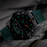 Luminox Watch with a green rubber band and green lume