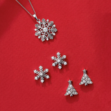 Cubic Zirconia Christmas Tree Stud Earrings in Sterling Silver
