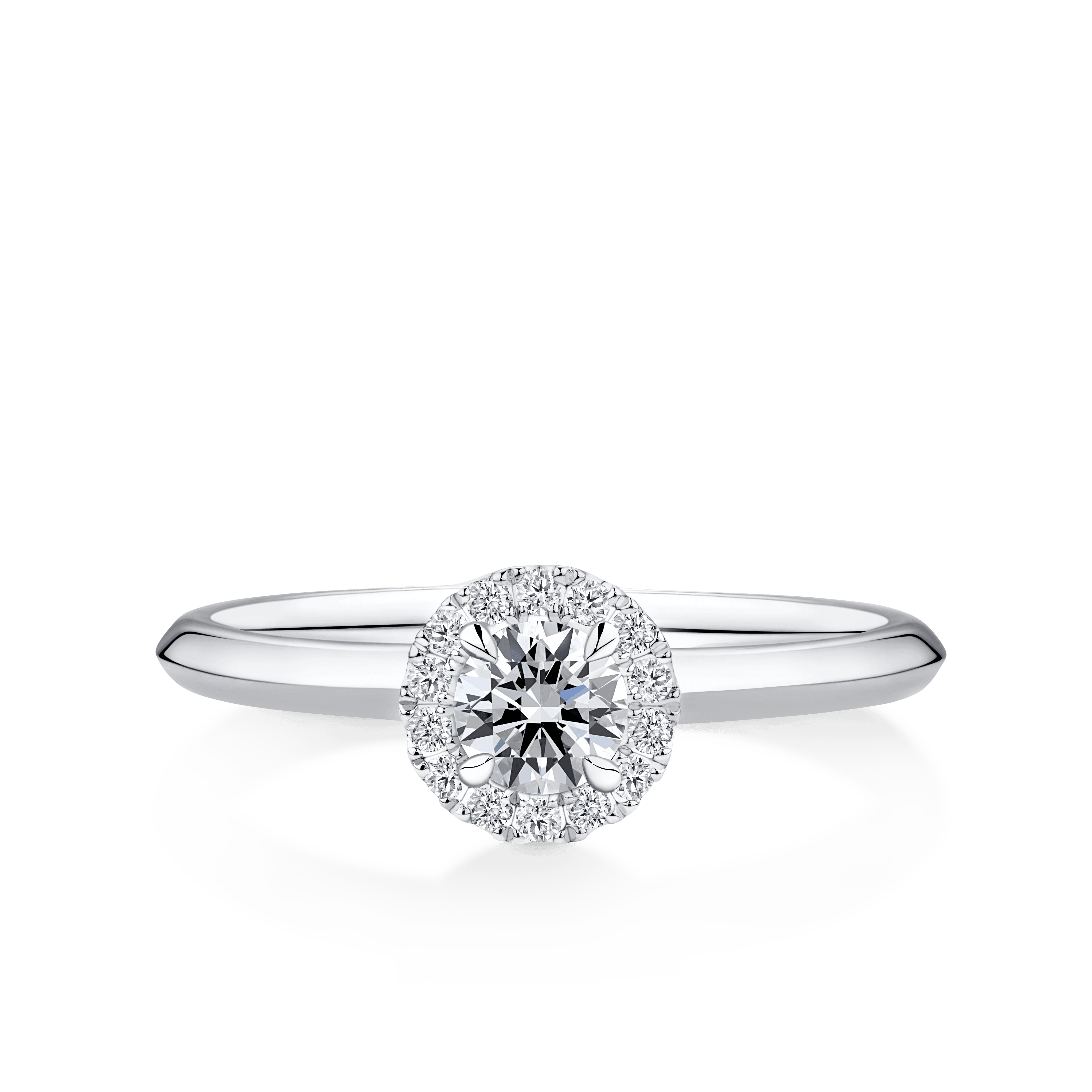 Amāre® 0.37ct TW Certified Round Brilliant Cut Centre Diamond Halo Engagement Ring in Platinum