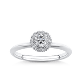 Amāre® 0.37ct TW Certified Round Brilliant Cut Centre Diamond Halo Engagement Ring in Platinum