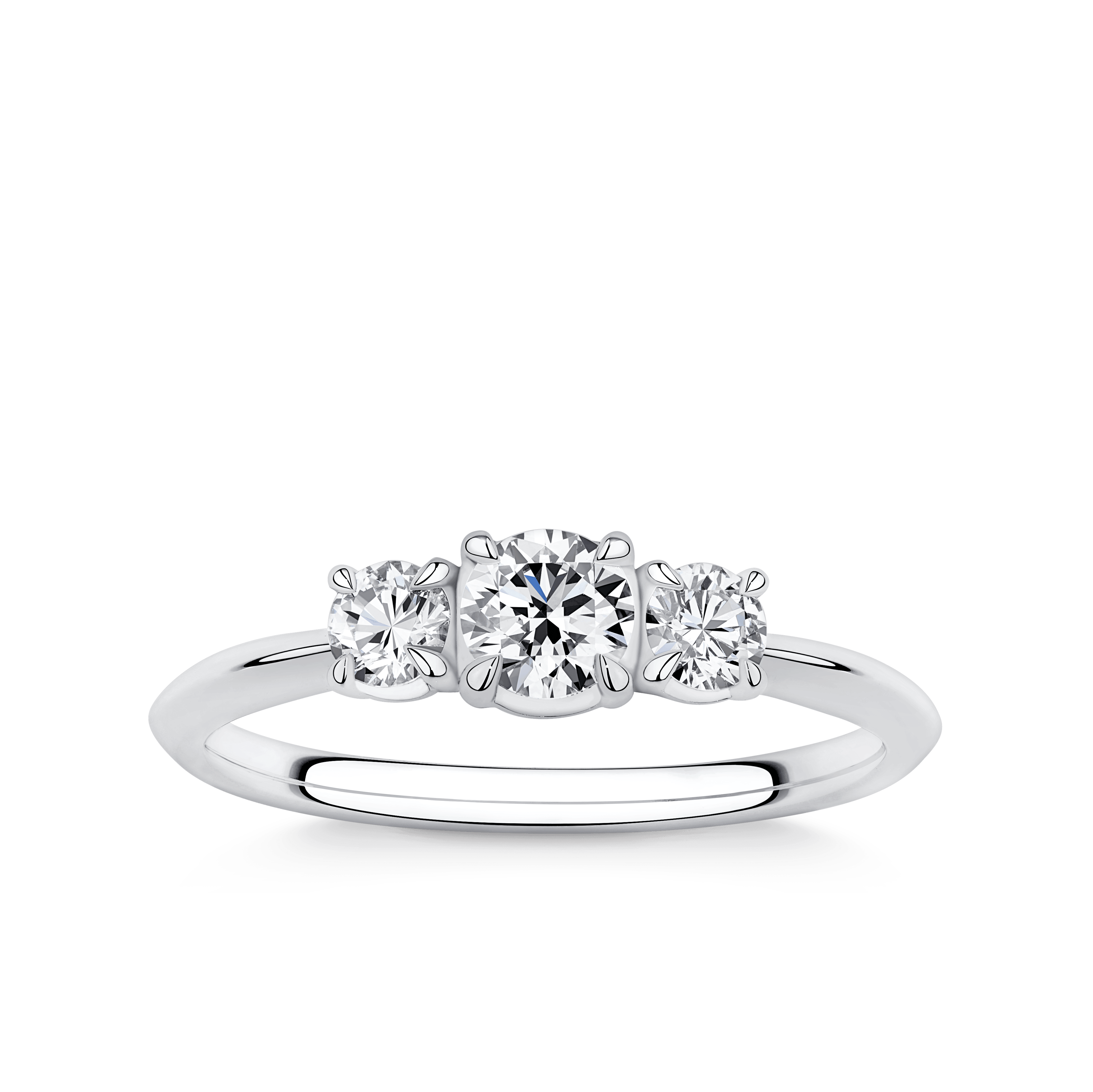 Amāre® 0.50 Carat TW Diamond Three Stone Engagement Ring set in Platinum