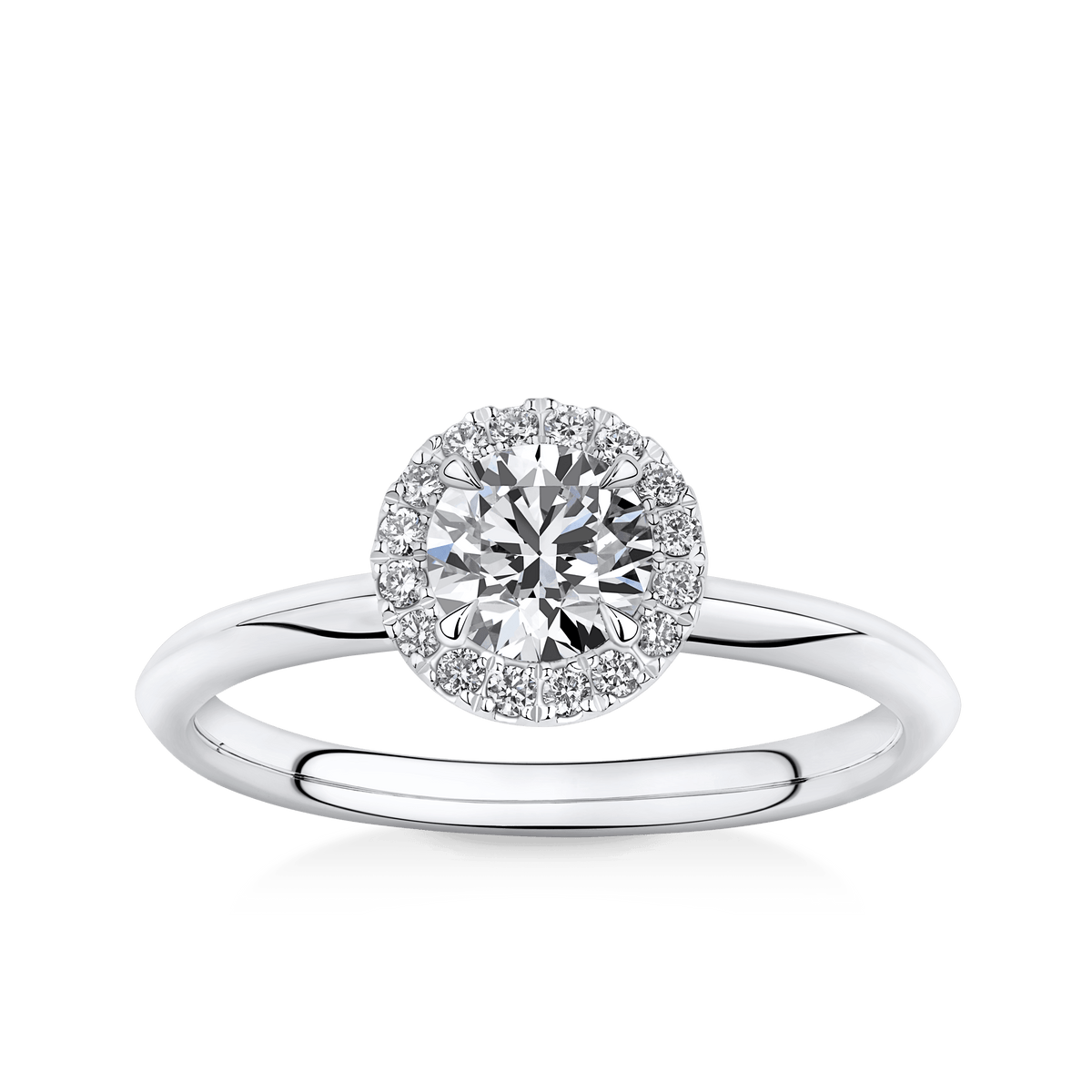 Amāre 0.70 Carat TW Diamond Halo Engagement Ring set in Platinum - Wallace Bishop