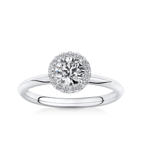 Amāre 0.70 Carat TW Diamond Halo Engagement Ring set in Platinum - Wallace Bishop