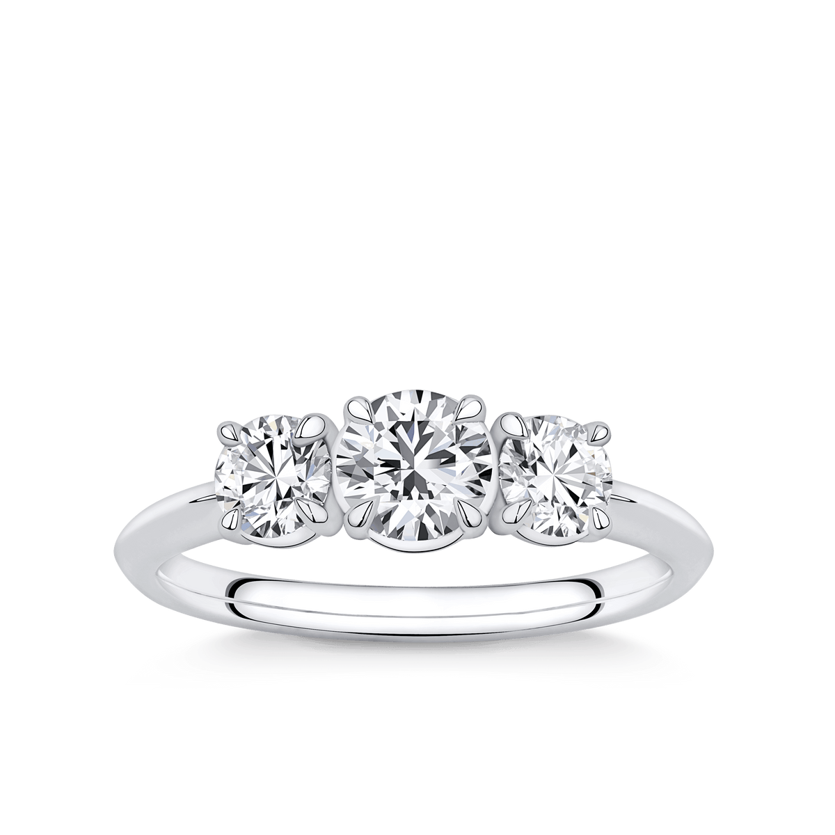 Amāre 1.00 Carat TW Diamond Three Stone Engagement Ring set in Platinum - Wallace Bishop
