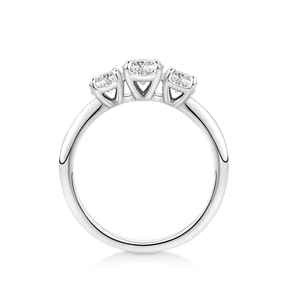 Amāre 1.00 Carat TW Diamond Three Stone Engagement Ring set in Platinum - Wallace Bishop