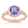 Amethyst & Diamond Halo Ring in 9ct Rose Gold