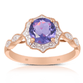 Amethyst & Diamond Halo Ring in 9ct Rose Gold - Wallace Bishop