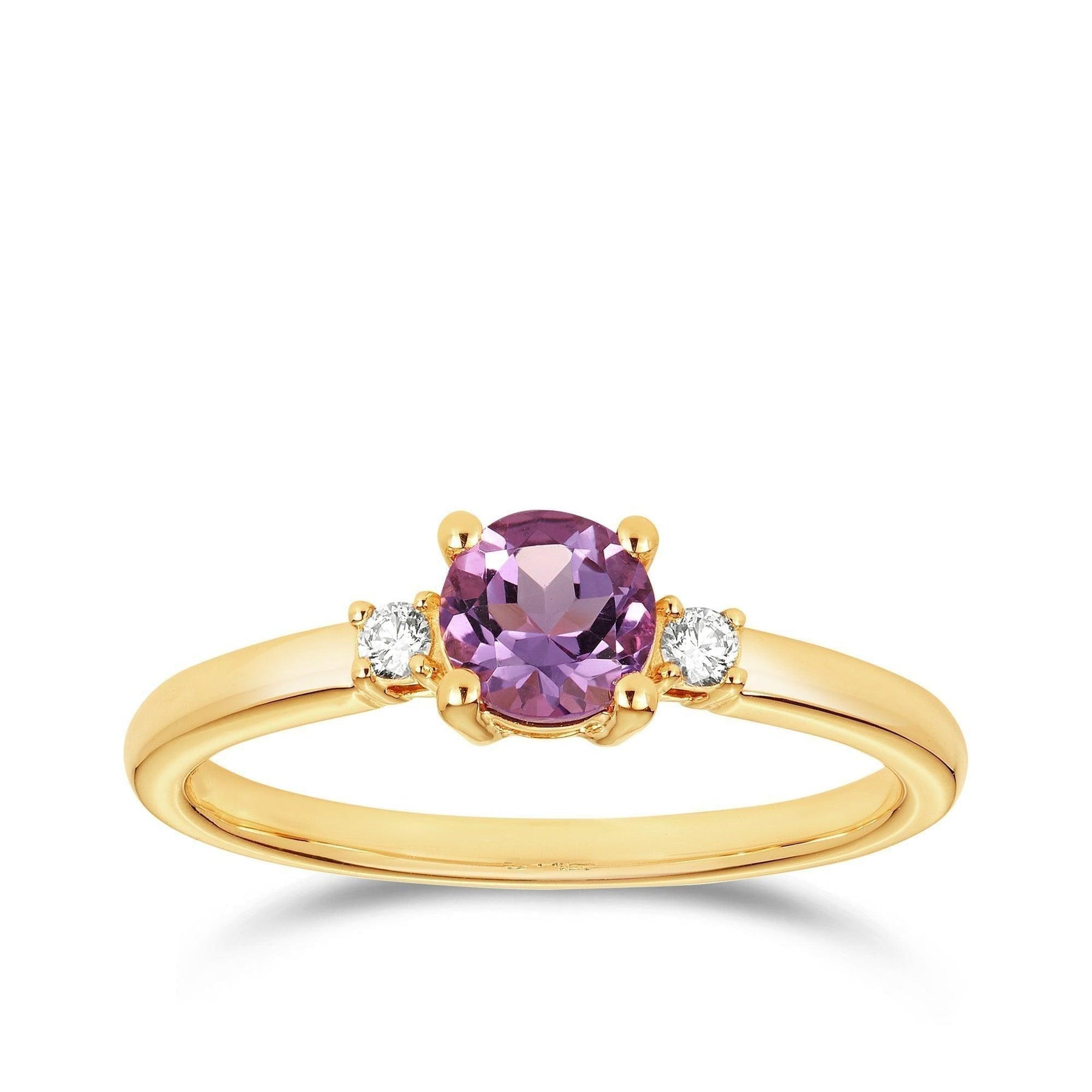 Amethyst & Diamond Trilogy Ring in 9ct Yellow Gold - Wallace Bishop
