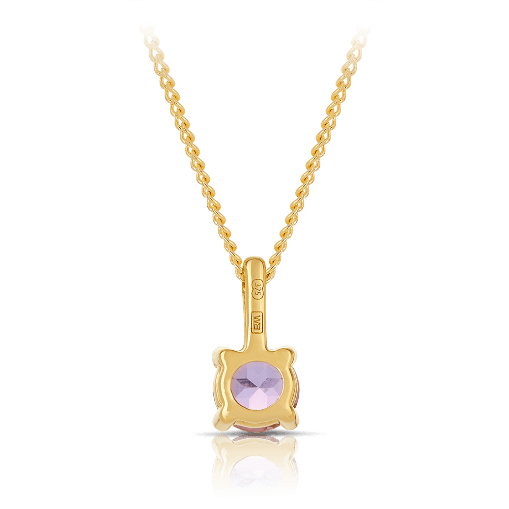 Amethyst Round Pendant in 9ct Yellow Gold