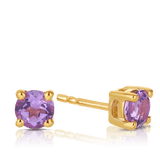 Amethyst Round Stud Earrings in 9ct Yellow Gold