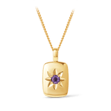 Amethyst Star Set Rectangular Pendant in 9ct Yellow Gold