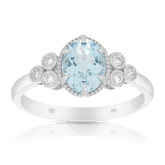 Aquamarine and Diamond Dress Ring in 9ct White Gold - Wallace Bishop