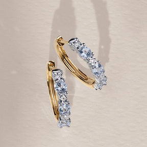 Aquamarine & Diamond Huggie Hoop Earrings in 9ct Yellow Gold - Wallace Bishop