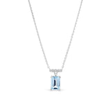 Aquamarine & Diamond Necklace in 9ct White Gold