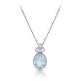 Aquamarine and Diamond Pendant in 9ct White Gold - Wallace Bishop