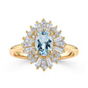 Aquamarine Diamond Ballerina Ring in 9ct Yellow Gold