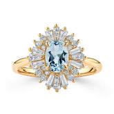Aquamarine Diamond Ballerina Ring in 9ct Yellow Gold - Wallace Bishop