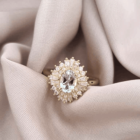 Aquamarine Diamond Ballerina Ring in 9ct Yellow Gold - Wallace Bishop