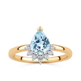 Aquamarine Diamond Pear Ring in 9ct Yellow Gold - Wallace Bishop