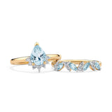 Aquamarine Diamond Pear Ring in 9ct Yellow Gold - Wallace Bishop