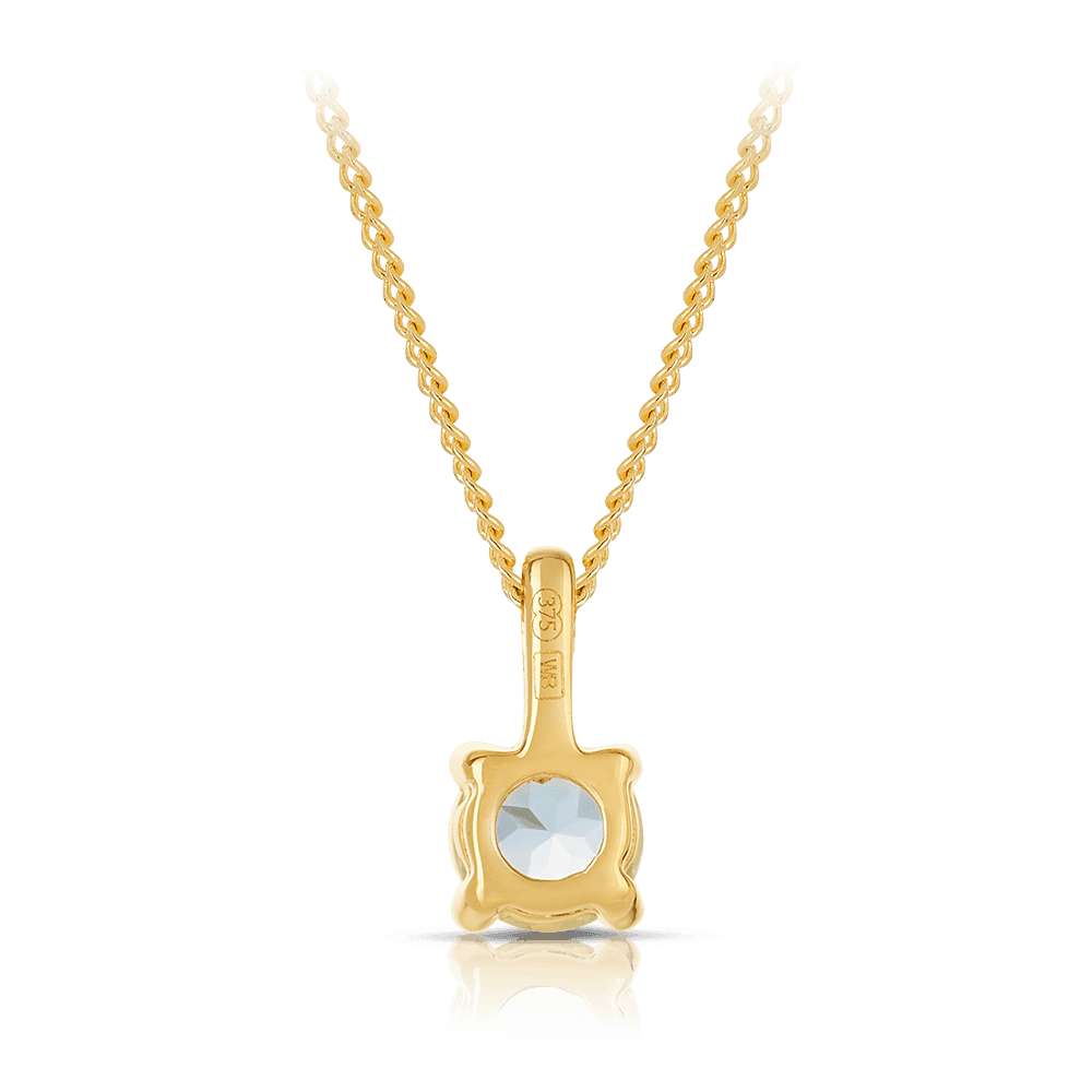 Aquamarine Solitaire Pendant in 9ct Yellow Gold