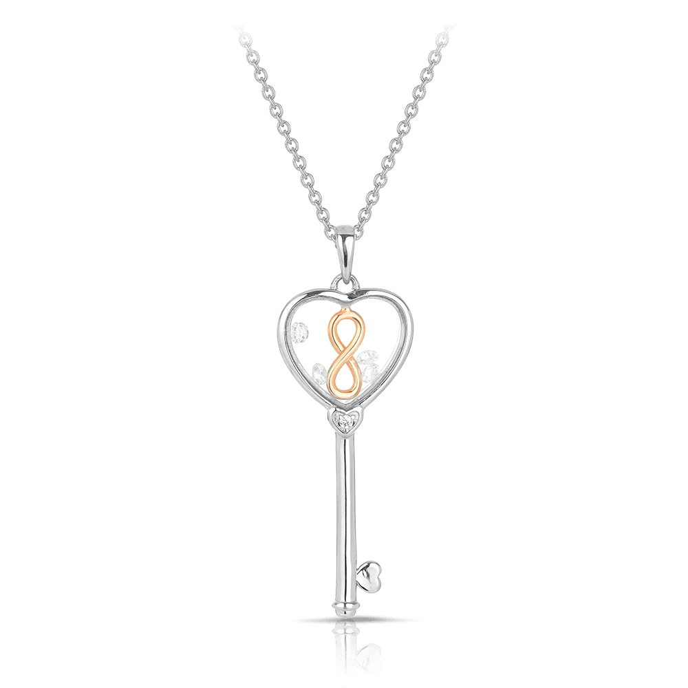 ASTRA Forever Changes Cubic Zirconia Key Pendant in Sterling Silver Rose Plate - Wallace Bishop