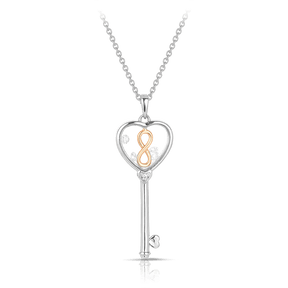 ASTRA Forever Changes Cubic Zirconia Key Pendant in Sterling Silver Rose Plate - Wallace Bishop