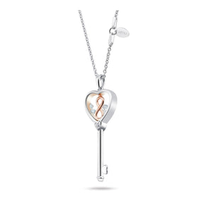 ASTRA Forever Changes Cubic Zirconia Key Pendant in Sterling Silver Rose Plate - Wallace Bishop