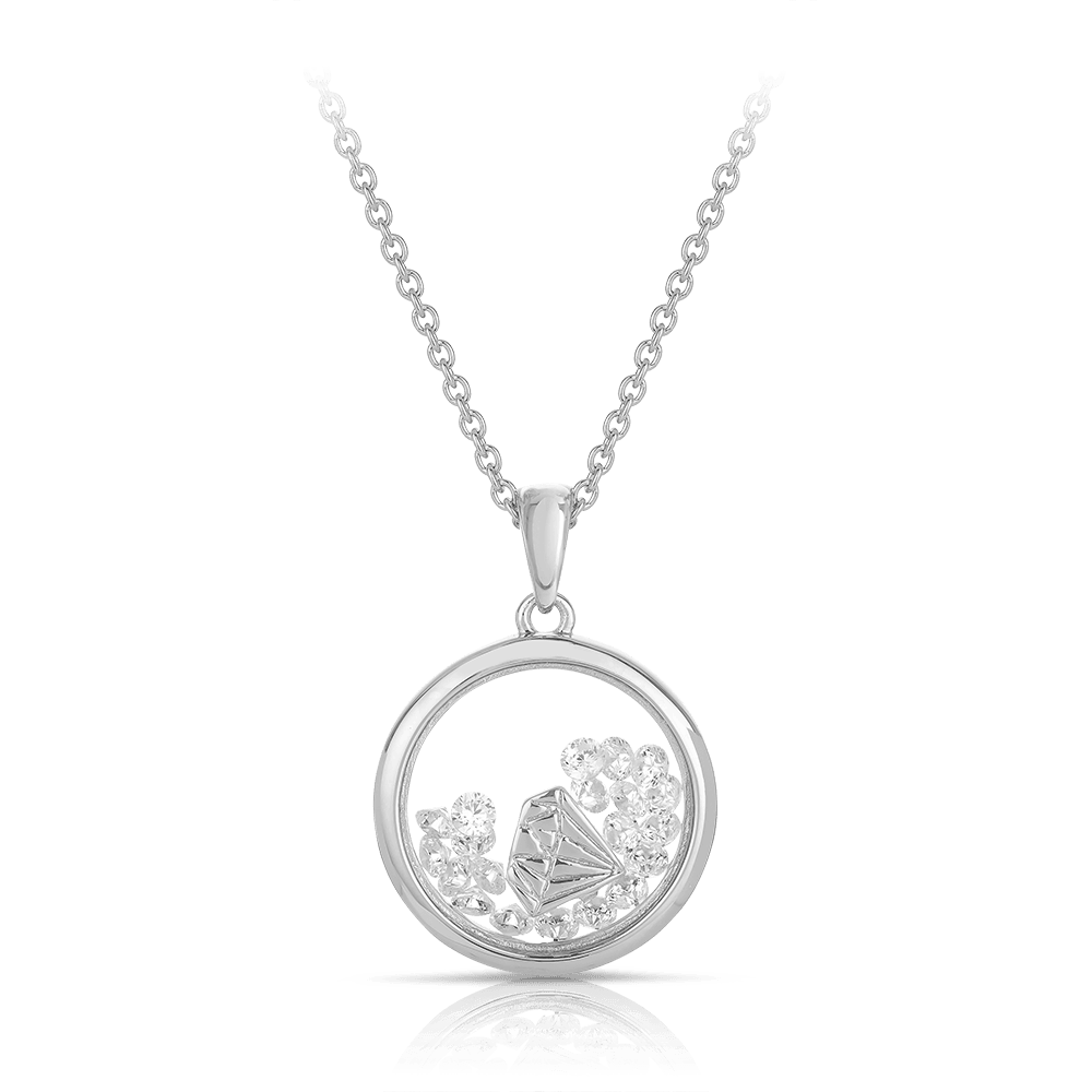 ASTRA Sparkle and Shine Cubic Zirconia Circle Pendant in Sterling Silver - Wallace Bishop
