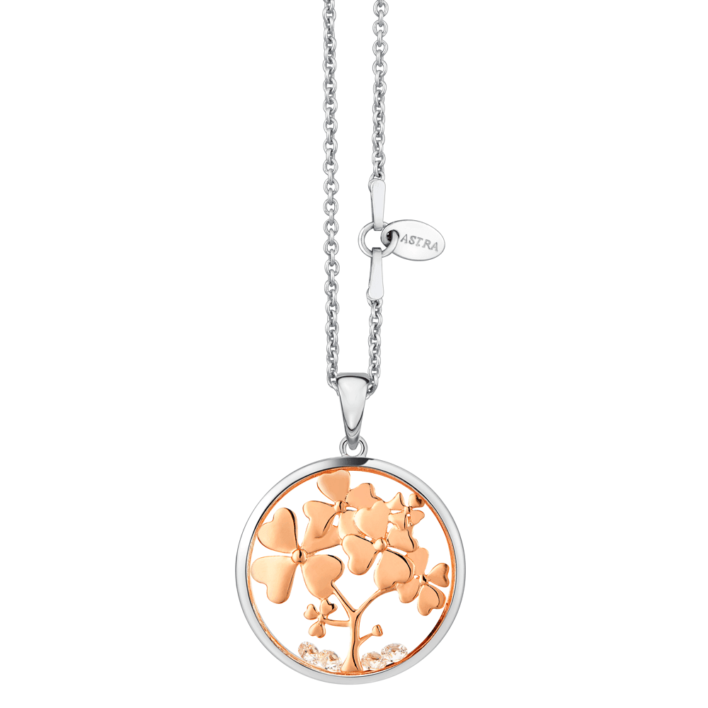 ASTRA Tree of Love Cubic Zirconia Circle Pendant in Sterling Silver Rose Plated - Wallace Bishop