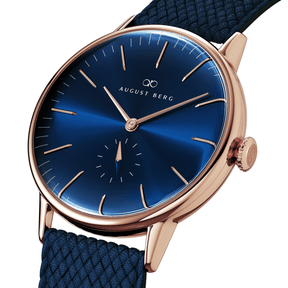 August Berg Men's Serenity Gold PVD Quartz Fashion 40mm Watch Blue Dial 10140A05VBL - Wallace Bishop